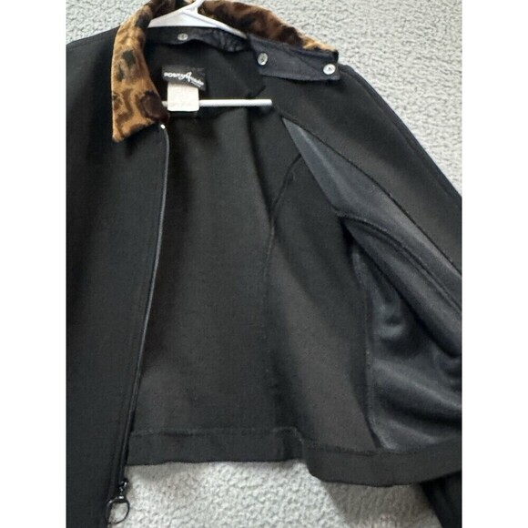 Vintage Positive Attitude Blazer Womens 12 Black Animal Print Detachable Collar - Picture 3 of 12